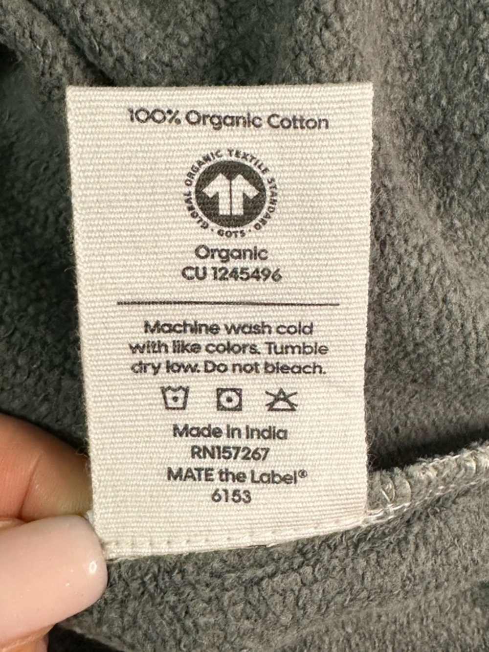 Mate the Label Organic Fleece Raglan Oversized Sweatshirt Forest Green S NWT - Picture 7 of 8
